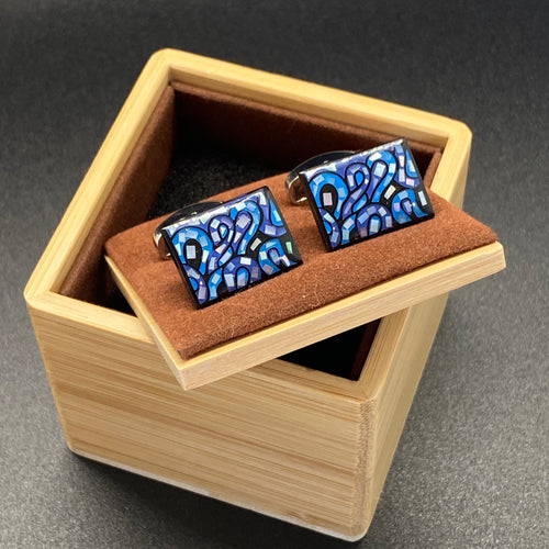 Purple and Blue Enamel Cufflinks