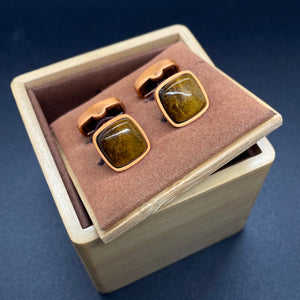 Tiger's Eye with Rose Gold Cufflinks